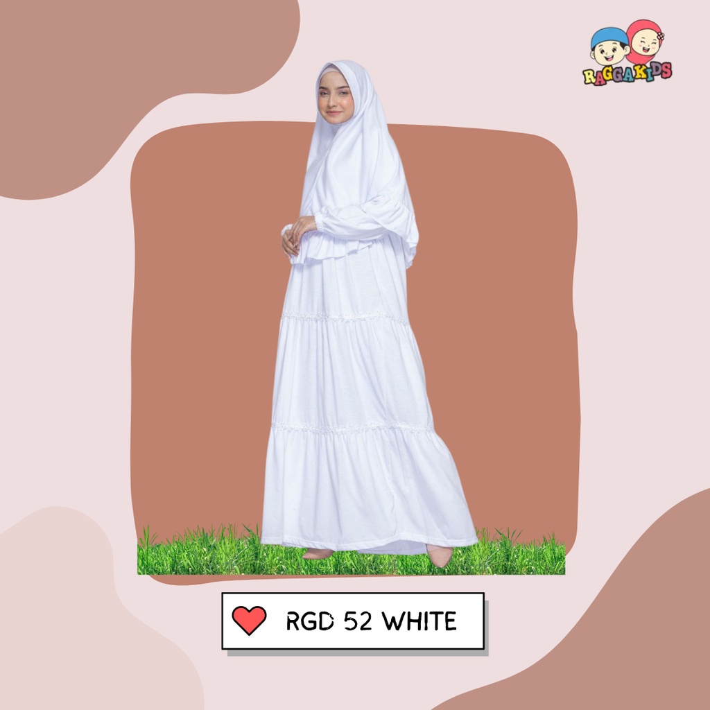GAMIS RAGGAKIDS WANITA PUTIH BERSIH BAHAN KAOS NYAMAN RAGGAKIDS RGD 52 | GAMIS SYARI BUSUI FRIENDLY
