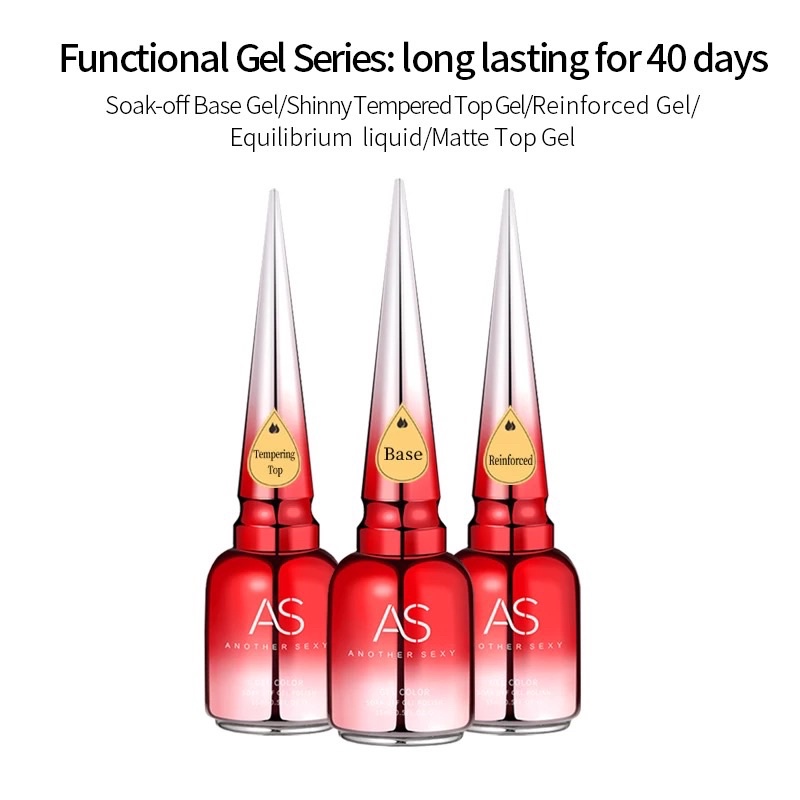 FS Long Lasting For 40 days Soak-off Base Gel/ Shinny Tempered Top Gel/ Reinforced Gel 15ml