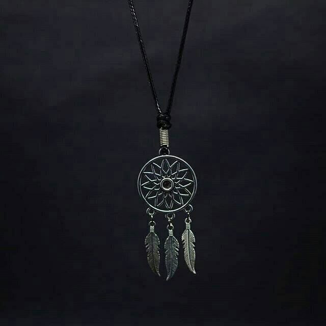 Kalung Tali Bandul Liontin Dream Catcher Logam Warna Silver