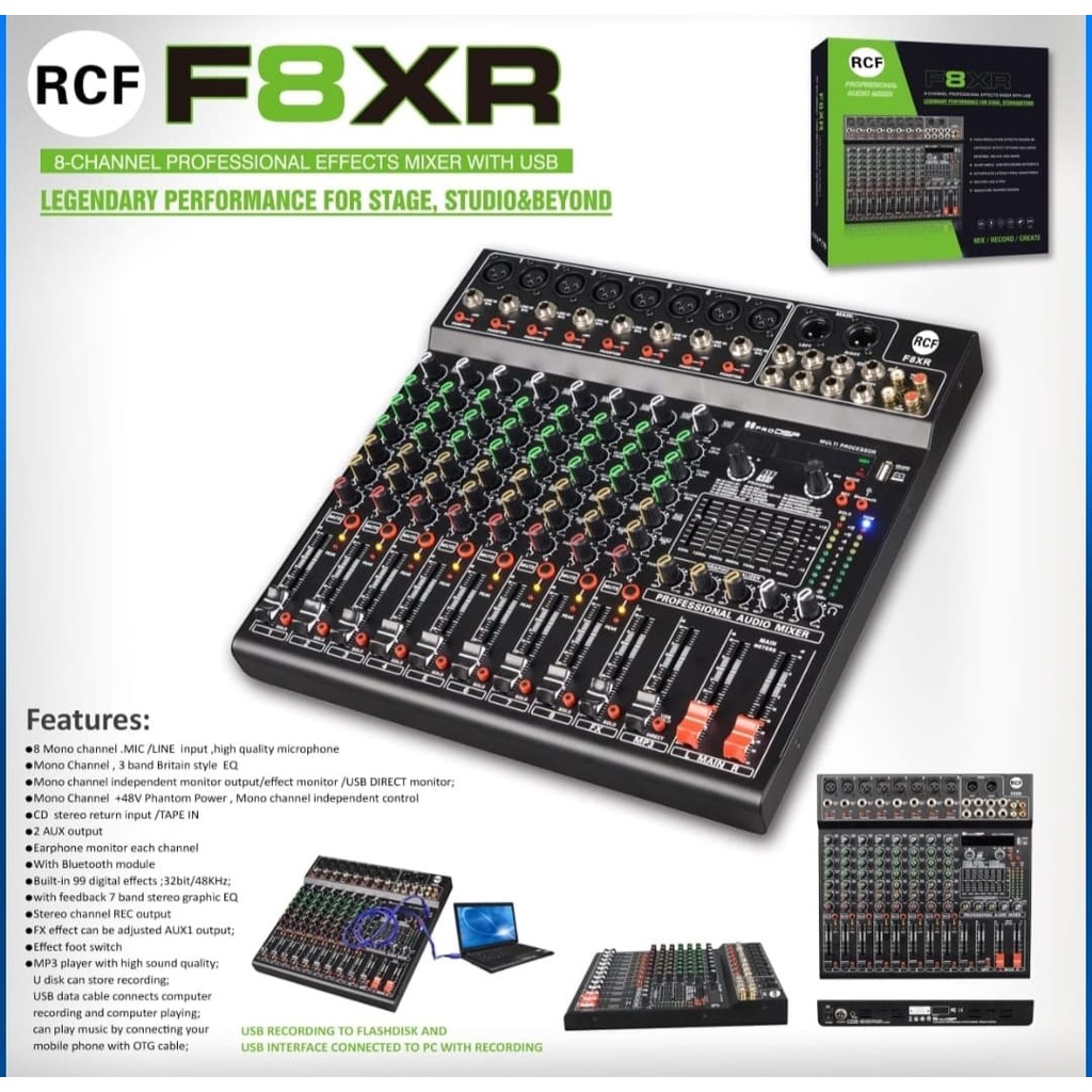 Mixer RCF F8XR 8channel BLUTOOTH USB RECORDING 99DSP