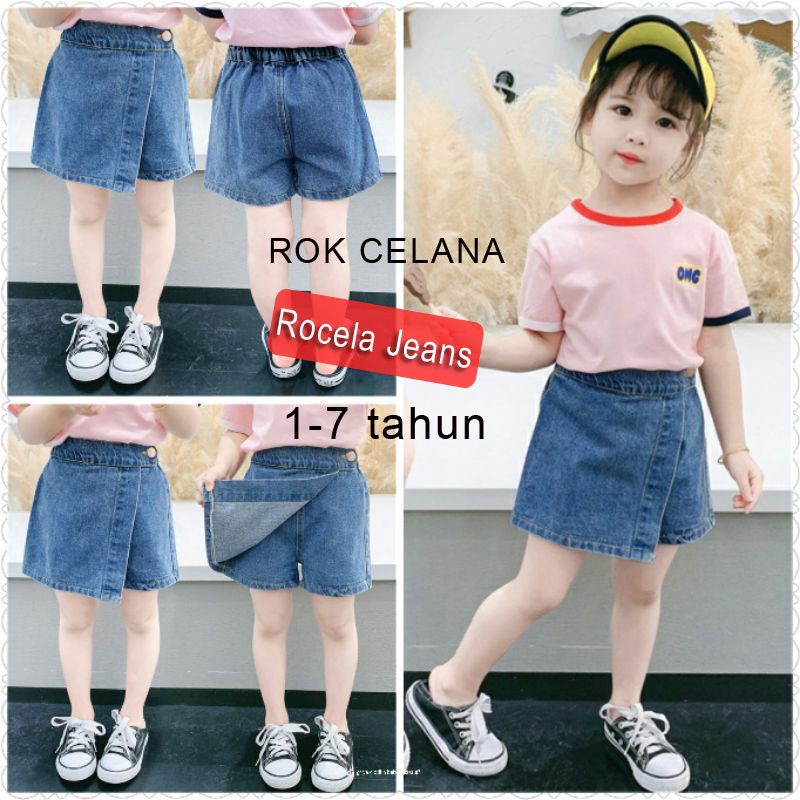 ROCELA ROK CELANA ANAK PREMPUAN JEANS ANAK CEWEK SNOW WASH UMUR 1-7 TAHUN