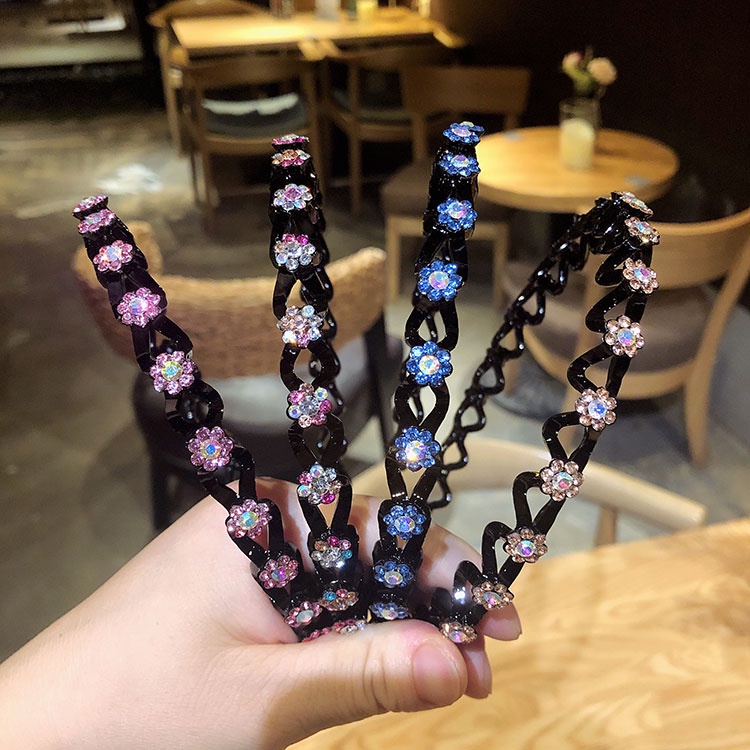 Korean Wave Rhinestone Flower Headband Thin Fashion Crystal Non-slip Face Wash Hair Band for Women Hair Accessories