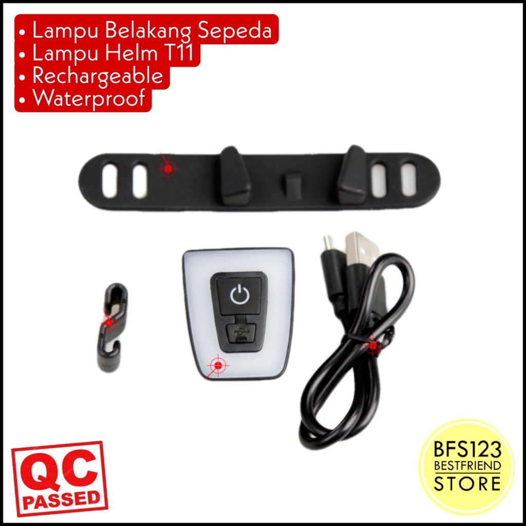 Lampu Belakang Sepeda Lampu Helm T11 Rechargeable Waterproof