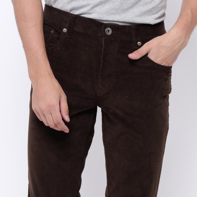 Edwin Celana Jeans 305-Cdr-Coffee Reguler Fit Pria Panjang Coklat Tua - Cokelat Tua, 28