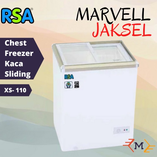 RSA XS-110 Sliding Flat Glass Freezer [Chest Freezer Box Kaca Sliding 100 Liter] / XS110 / XS 110