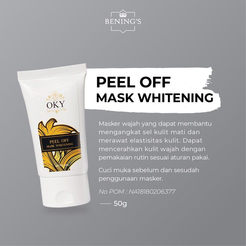 BENING'S SKINCARE PAKET EXLUSIVE/PAKET BRIGHTENING/PAKET ACNE ORIGINAL BY DR. OKY PRATAMA-PEEL MASK WHITENING