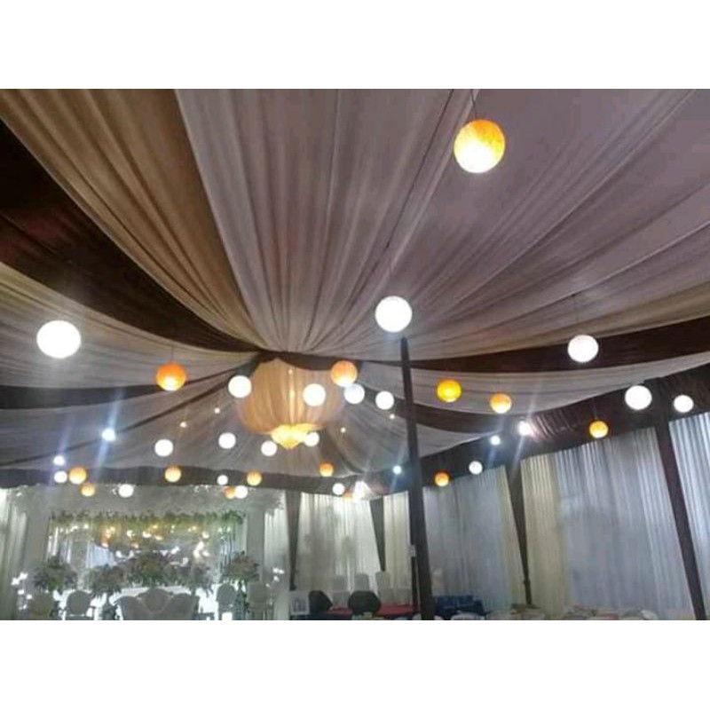 5 KAP LAMPU GANTUNG DEKORASI LAMPION BENANG ELASTIS 25CM