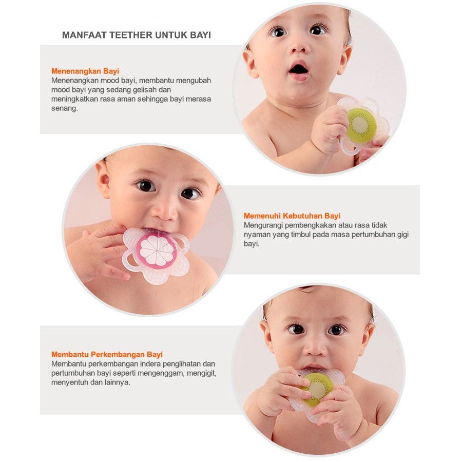 MOMBELLA BABY FLOWER FRUIT TEETHER/ GIGITAN MAINAN BAYI BENTUK BUAH