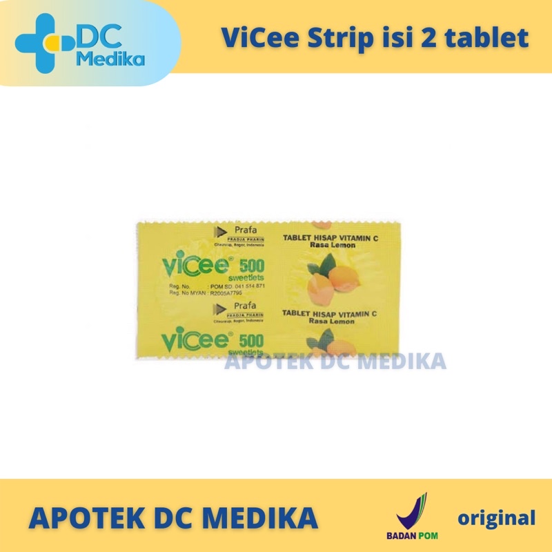 Vicee Strip 2 tablet / Vitamin C 500 mg / Vitamin daya tahan tubuh