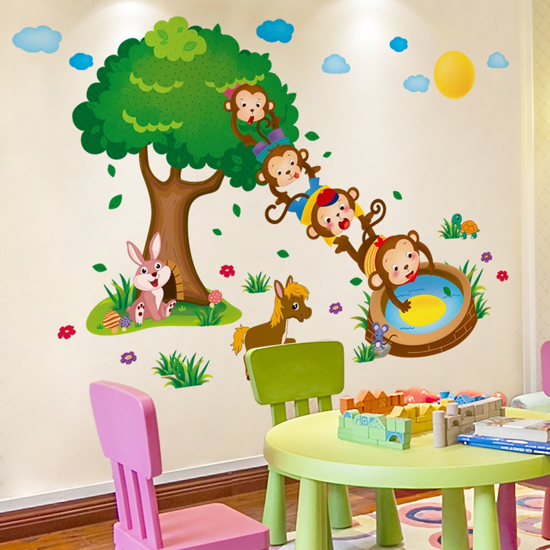 Kamar Anak Anak Tk Stiker Dinding Stiker Lucu Kartun Kamar Tidur Wallpaper Dekorasi Dinding Latar Belakang Kamar Menanc Shopee Indonesia