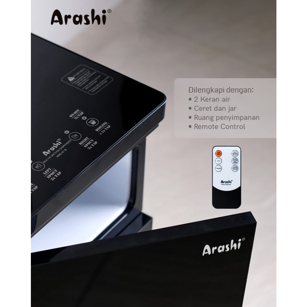 ARASHI Dispenser Air Galon Bawah Hot Cool AMD01B AMD02B / Dispenser Panas Dingin Cool / Dispenser Air Model Baru / Dispenser Lengkap Teko Listrik Coffee Maker / Dispenser Lengkap Dengan Remote