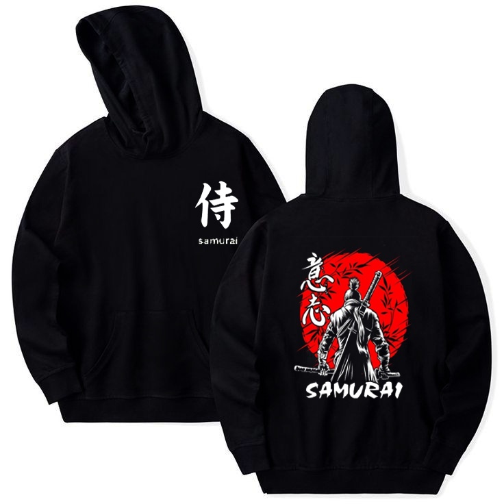 Jaket Sweater Hoodie Anak Motif Samurai Jepang Laki Laki Hodie Switer Anak Cowok Katun Size S-XL Hoodie Anak Anime Jepang Wibu Umur 3-12 Tahun dan Dewasa