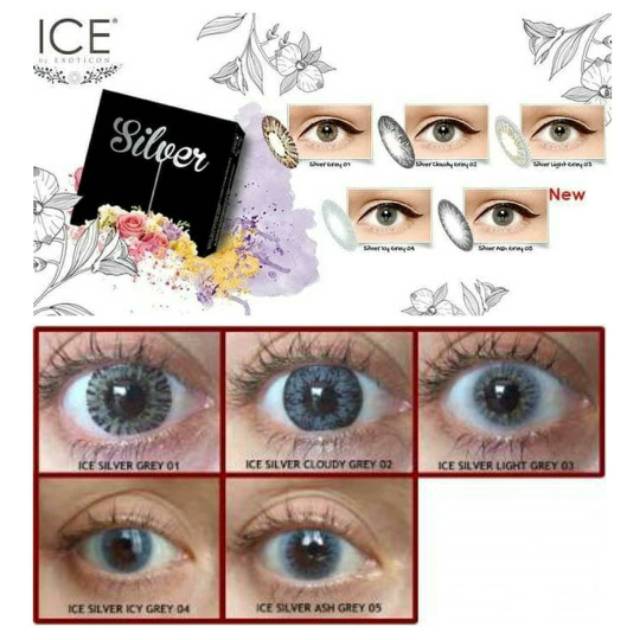 Softlens X2 Ice Silver By Exoticon / Softlens ICE SILVER 15mm / Softlens warna ICE Silver by Exoticon