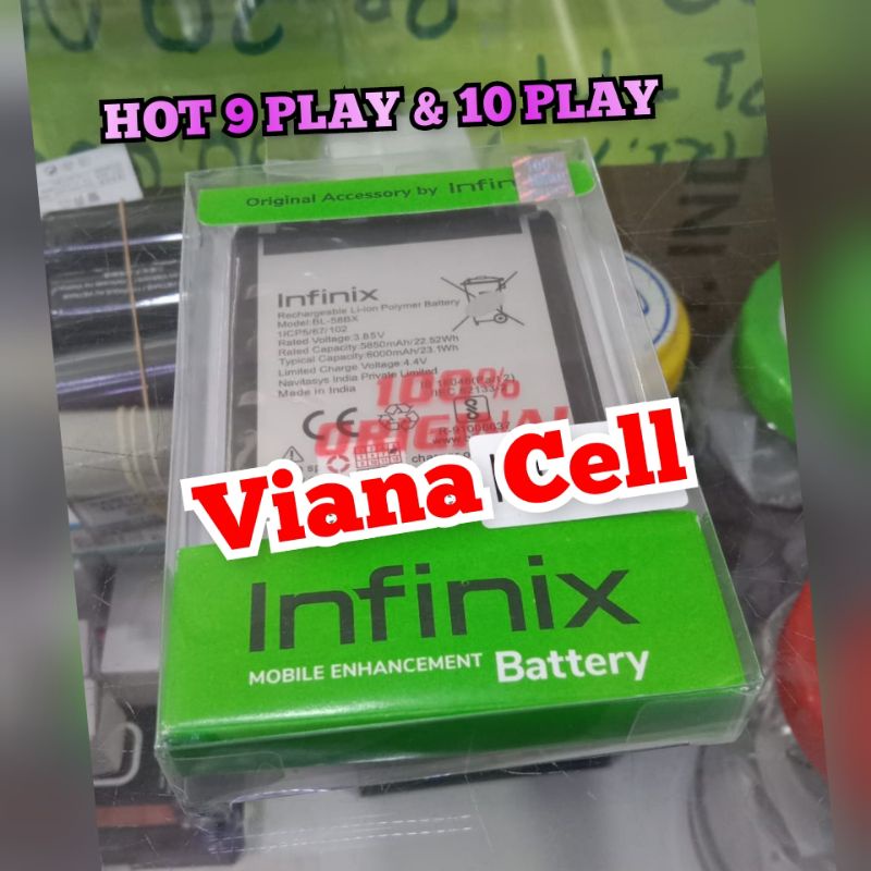 original 100 persen baterai infinix hot 9 play hot 10 play bl58bx bl-58bx batu batrei battery