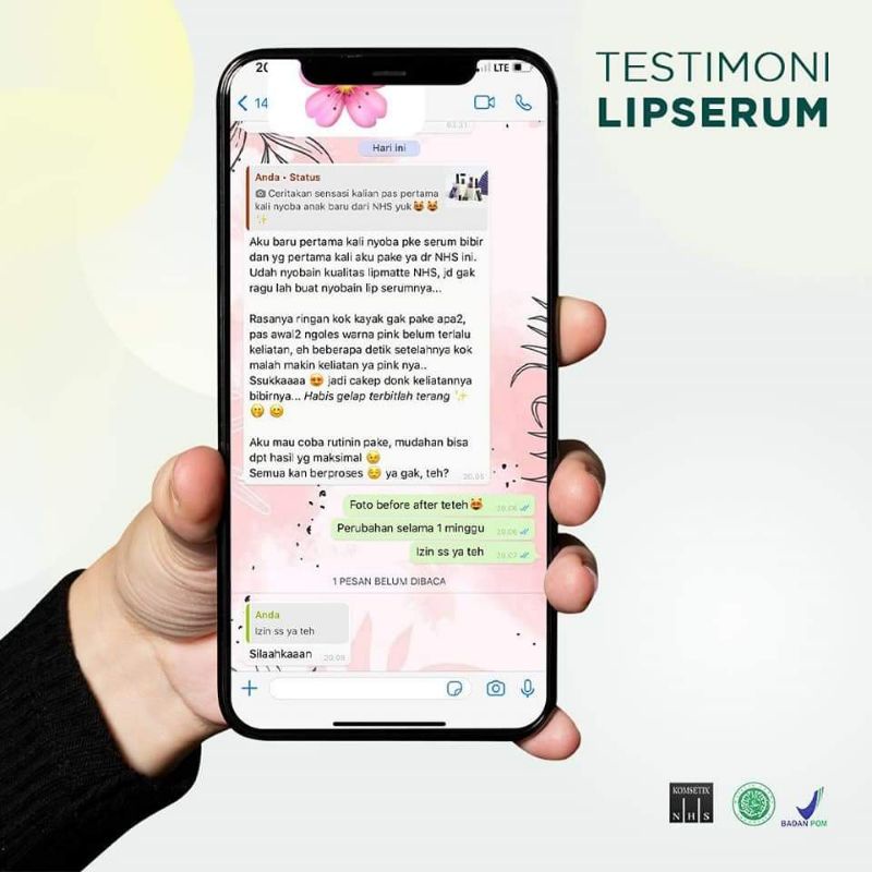 Lip Serum by Komsetix Nhs (mencerahkan bibir hitam,menutrisi,melembabkan)