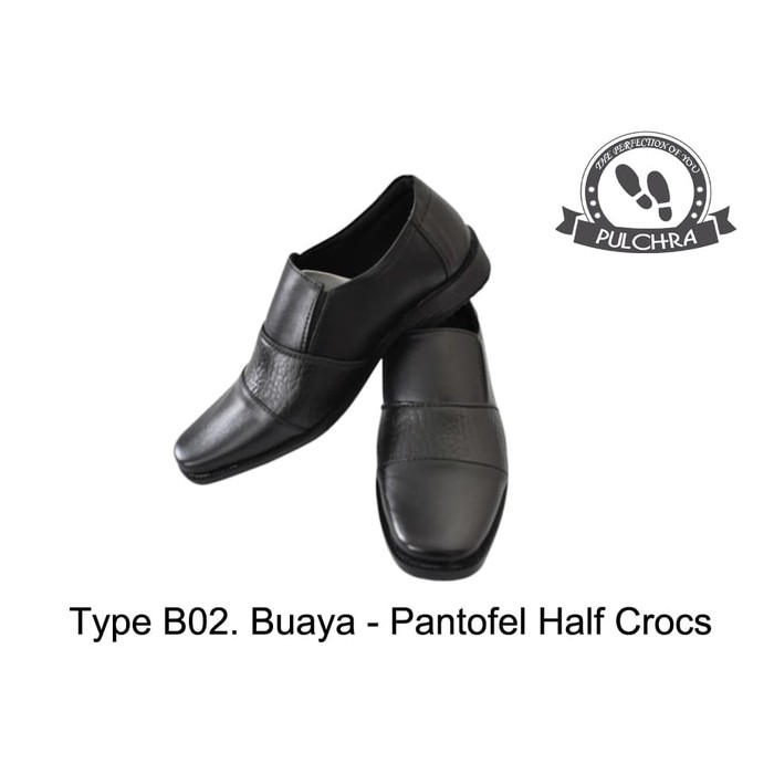 Sepatu Pantofel Pria Pulchra Type B02 Buaya - Pantofel Half Crocs Sepatu Pantopel Sepatu Laki Laki