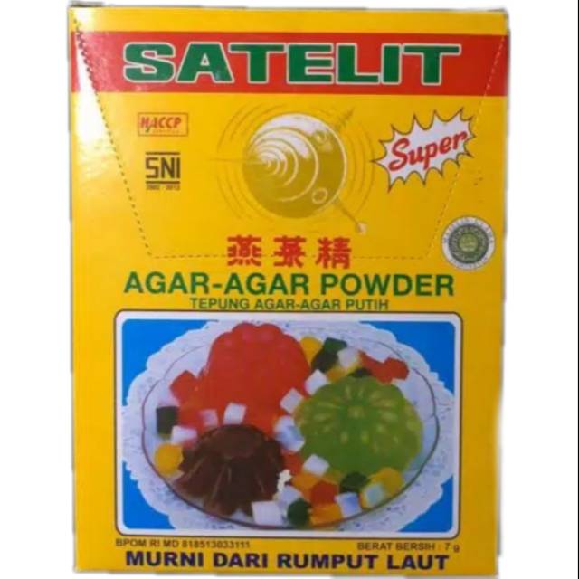 

AGAR -AGAR SATELIT 7 G PUTIH ,MERAH DAN HIJAU 1BOX (12 PCS