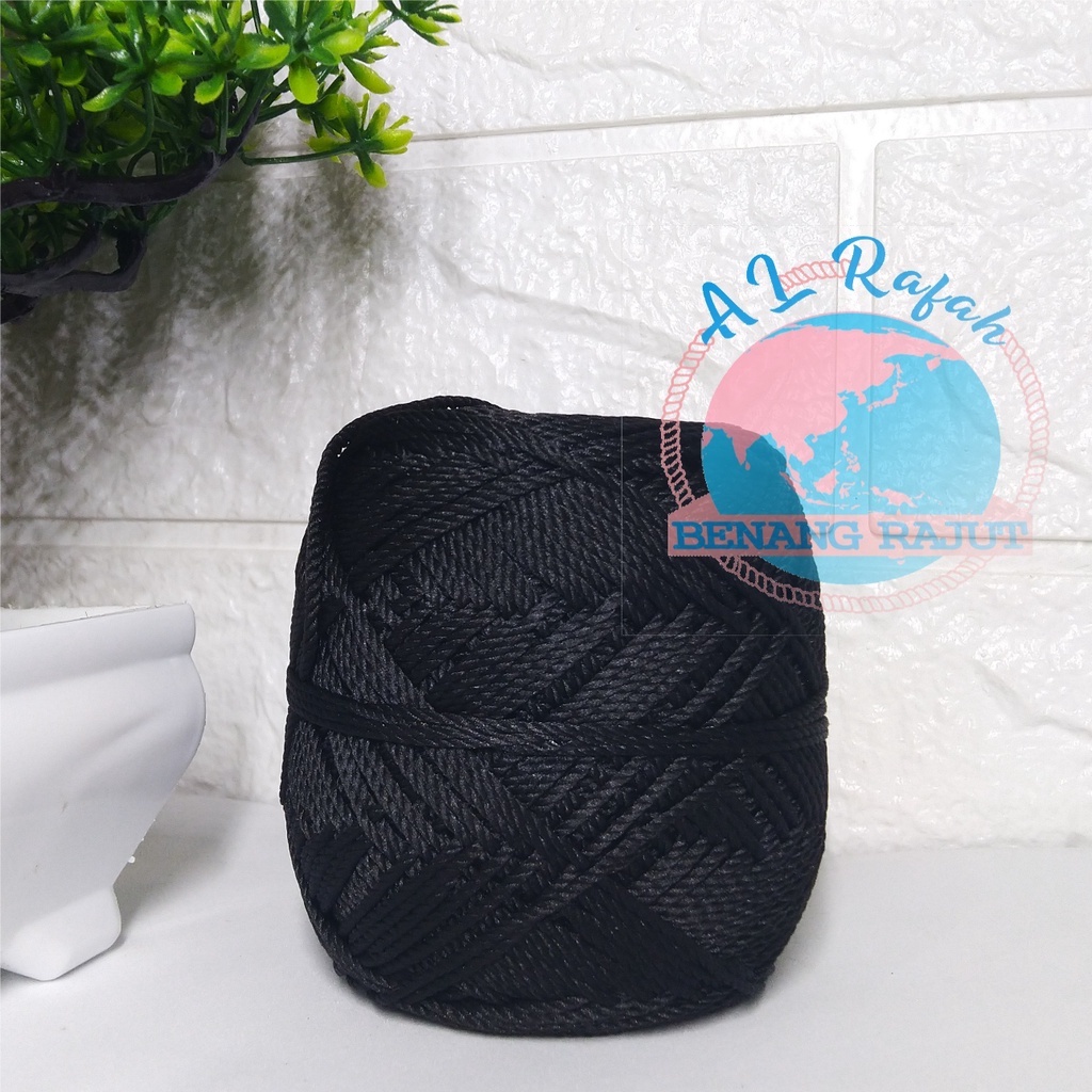 BENANG RAJUT POLY KILAP HITAM PREMIUM