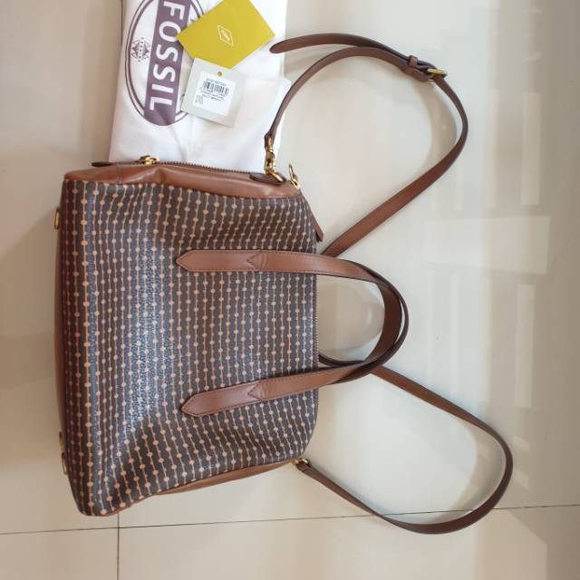 Fossil Sydney Satchel Polka Brown Preloved PL