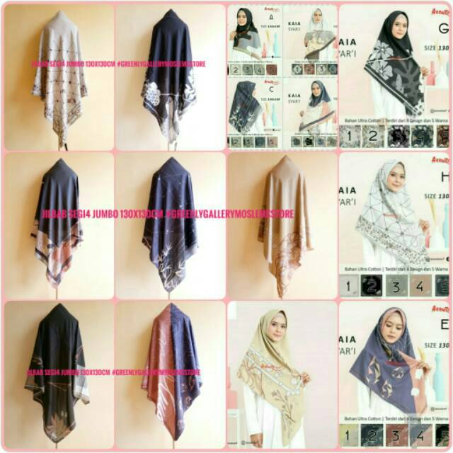 KAIA syari /azzura scarf / hijab syari / segiempat motif / muslim fashion / segiempat jumbo