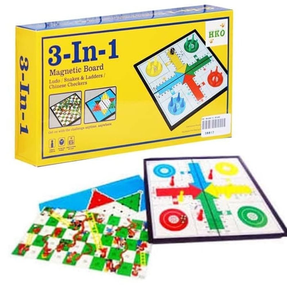 Mainan ludo magnet board 3in1 LUDO ULAR TANGGA DAN chinese checkers