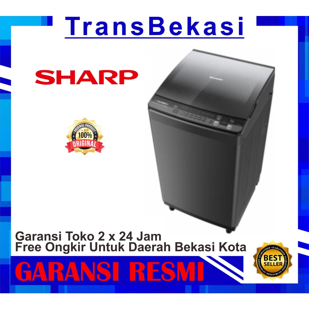 MESIN CUCI SHARP ESM 9500 9.5 KG 1 TABUNG ESM9500 TOP LOADING INVERTER