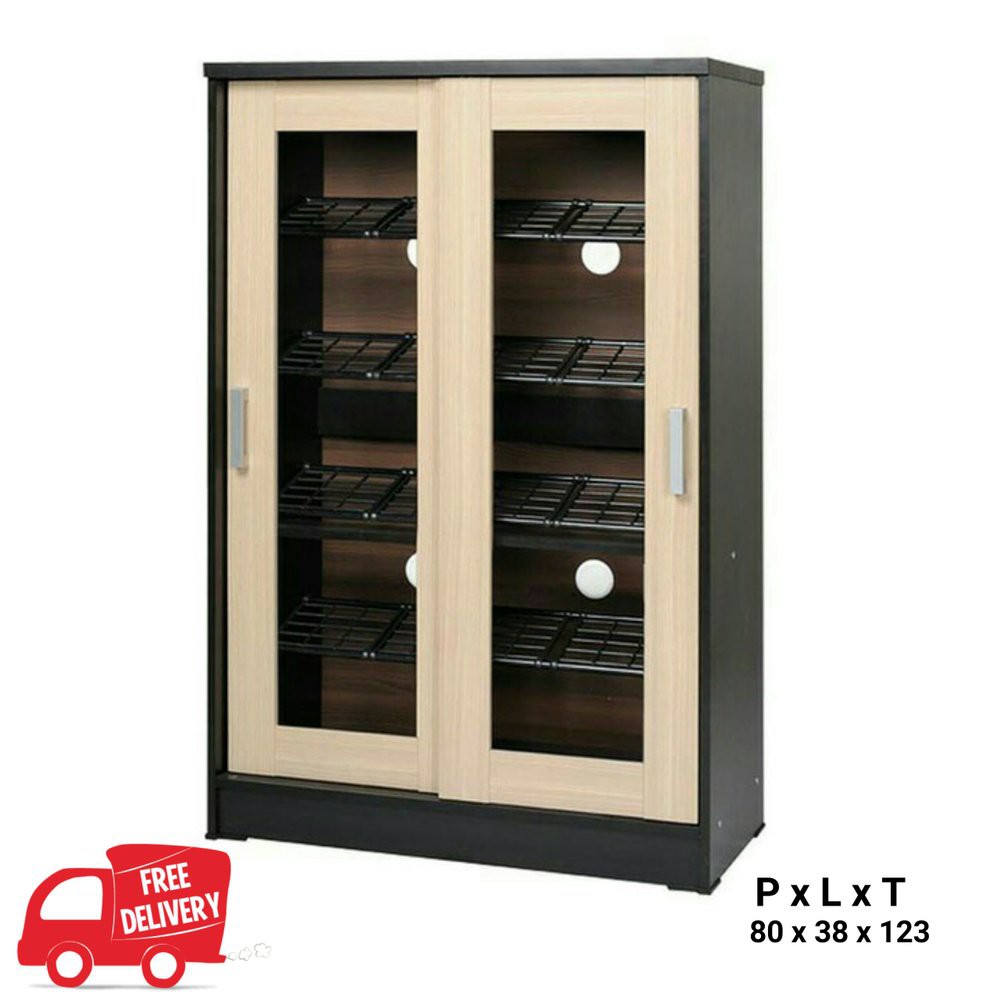 Lemari Sepatu 2 Pintu Kaca Sliding  Terlaris