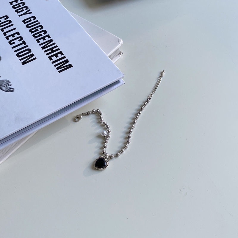 Black Heart Necklace French Metal Love Clavicle Chain Korean Simple Female Short Pendanklace Female Short Pendant for Women