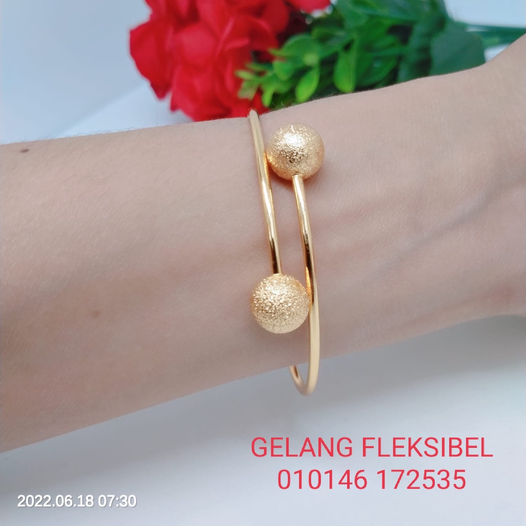 Gelang Tangan Fleksibel Bangle Wanita Titanium Xuping Perhiasan Aksesoris Fashion Lapis Emas Anti Karat