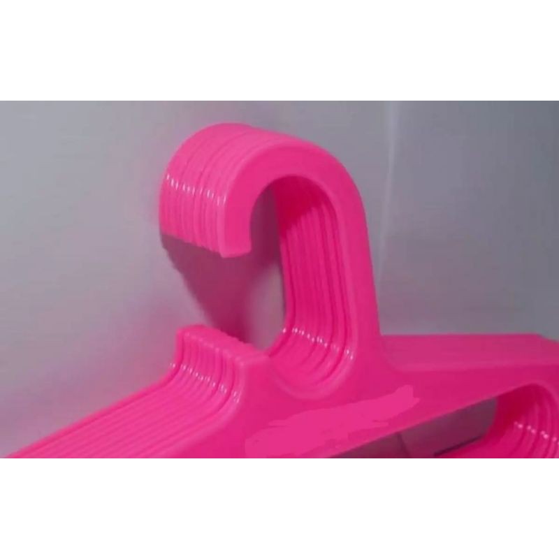 Hanger Plastik 17 Inch Pink | Gantungan Baju Plastik Elastis | Hanger Laundry Dewasa ( 1 Lusin )