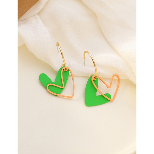 LRC Anting Gantung Fashion Heart Hollow Alloy Earrings K70226