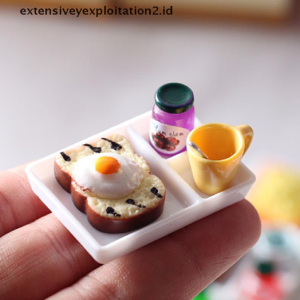 1 / 5pcs / Set Mainan Miniatur Piring Selai / Roti Untuk Aksesoris Dapur Rumah Boneka