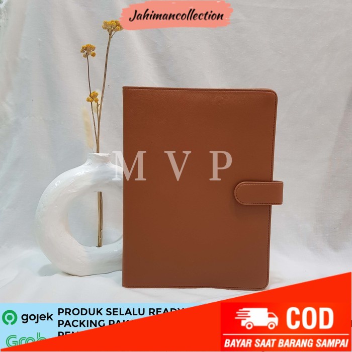 

✨ BISA COD ✨ Binder Kulit Polos Eksklusif 26 Ring Organizer Kertas B5 Coklat