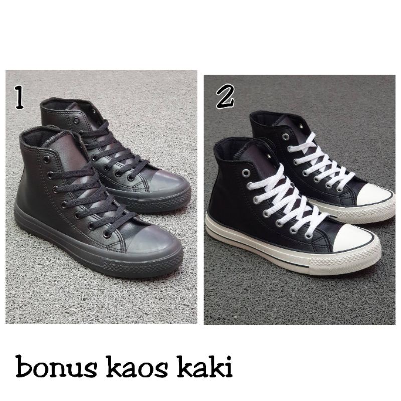 SEPATU CONVERSEeeeee KULIT HIGH SNEAKERS PRIA WANITA BONUS KAOS KAKI