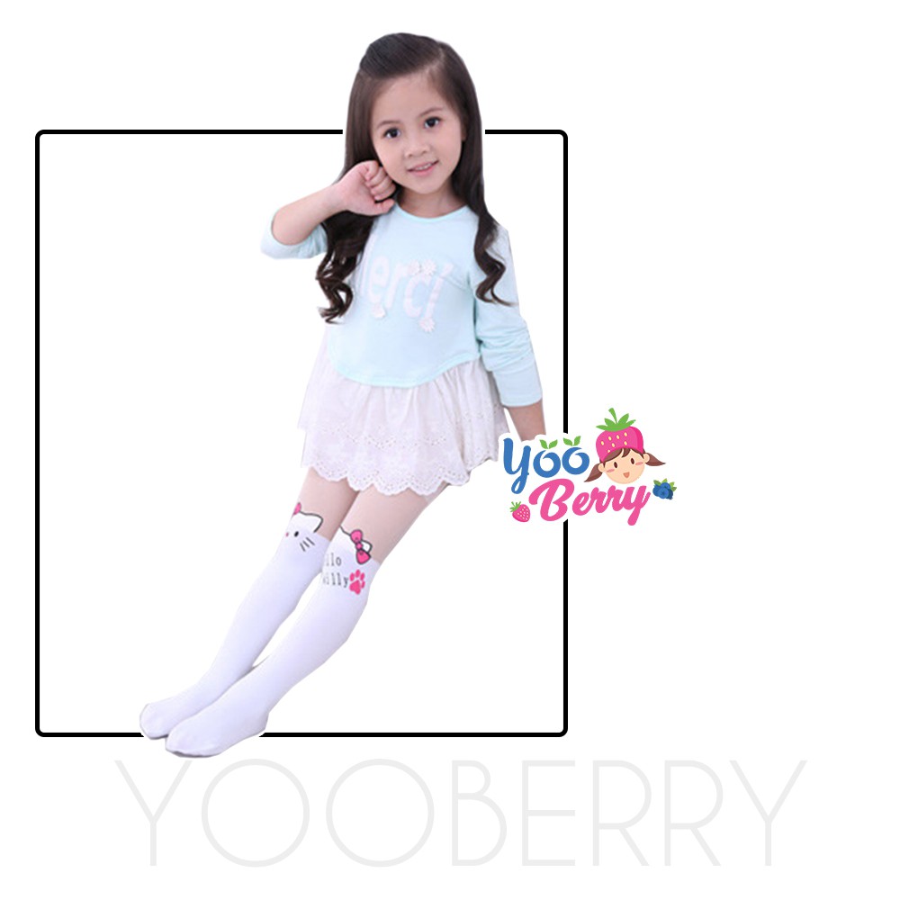 YooBerry Kids Pantyhose Stocking Legging Anak White Half Kitty Berry Mart