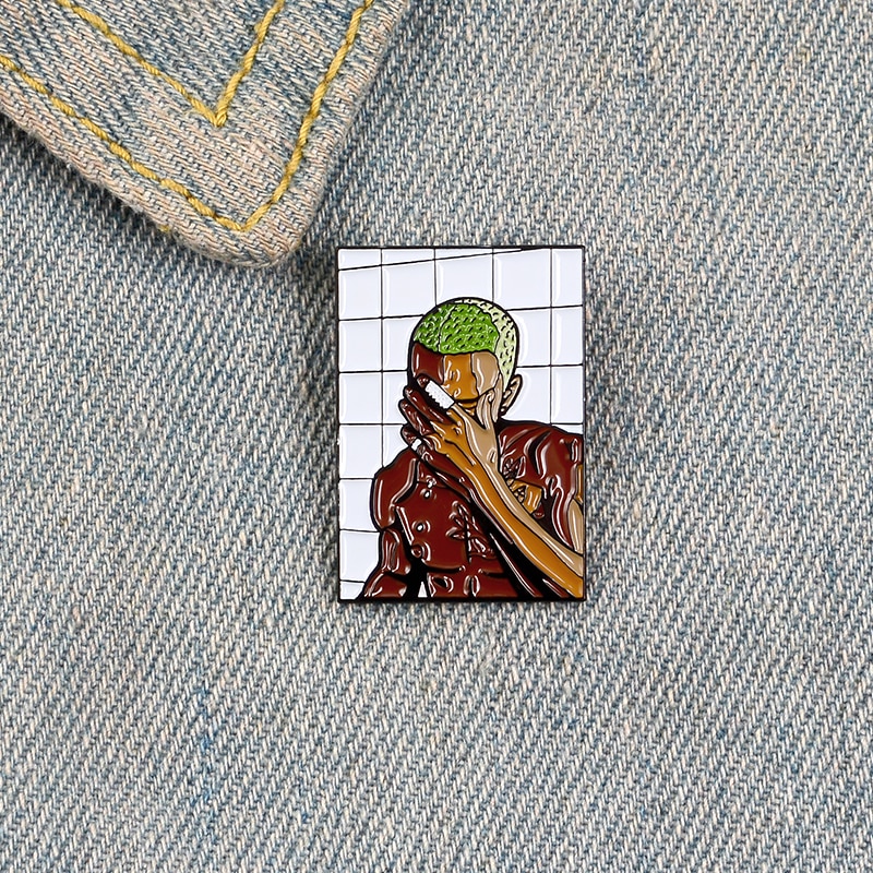 Bros Pin Enamel Desain Penyanyi Musik Lagu Blond Untuk Kerah Kemeja Tas