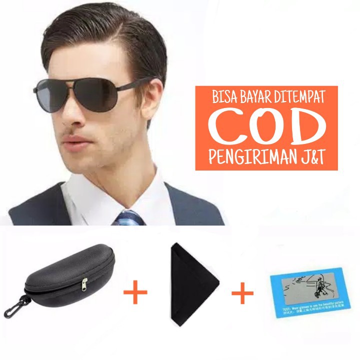 COD - Kacamata Polarized Anti UV Aviator Pria