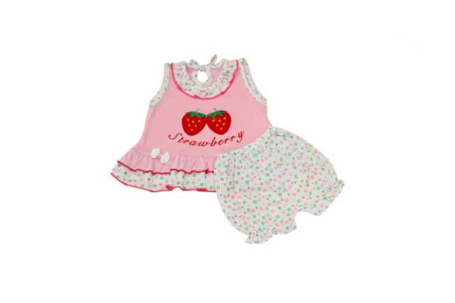 Setelan Baju Bayi Perempuan Motif Strawberry/Baju Kutung Bayi dan Celana Bayi/Dress bayi