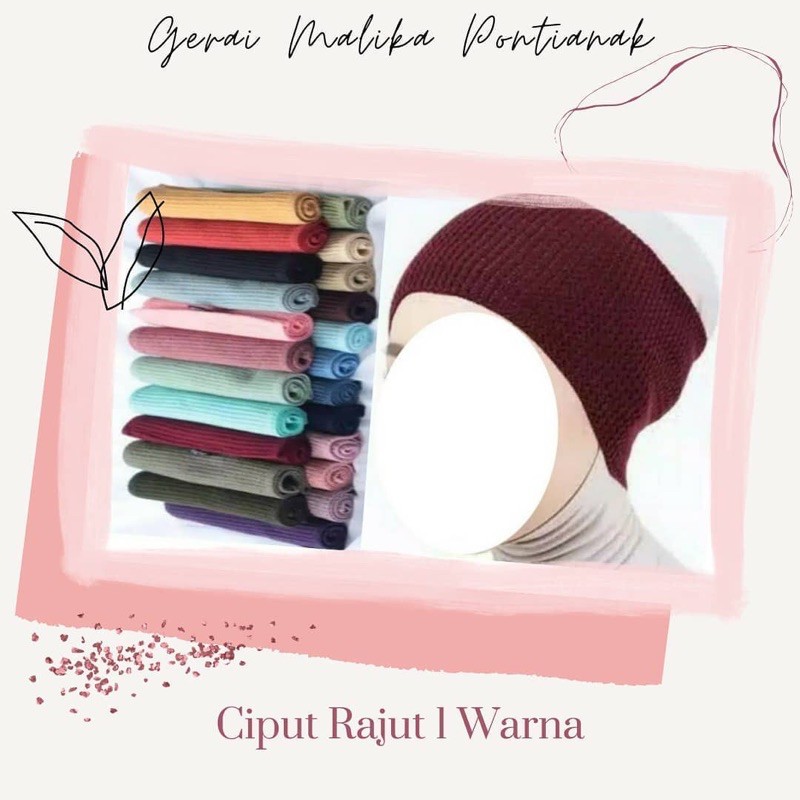 Ciput rajut 1 warna alas jilbab bandana muslim inner hijab dewasa dalaman kerudung anpus bolak balik