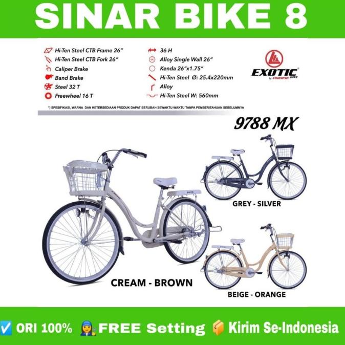 Sepeda Mini Keranjang Dewasa Perempuan Exotic Et 9788 Mx 26 Inch