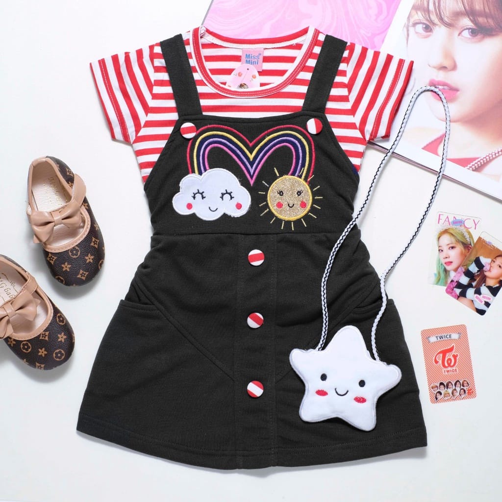 [FREE TAS] Dress Lilly uk 1-9 Tahun / Baju Anak Perempuan kualitas Import Overall Baju Kodok Dres Balita 5 th Korean Style Denim Set Premium