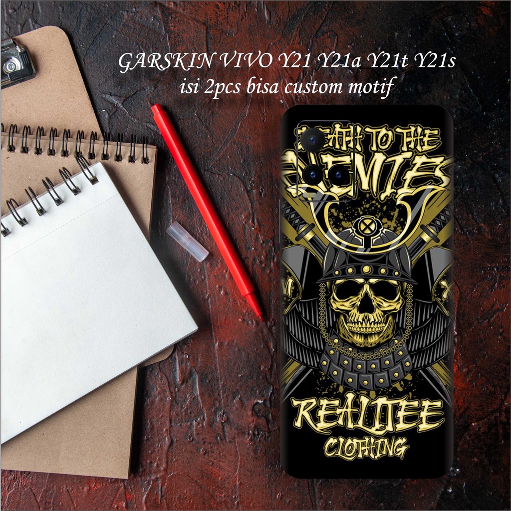 GARSKIN VIVO Y21 Y21S Y21A Y21T SKIN MOTIF SKULL - ISI 2PCS FREE CUSTOM MOTIF