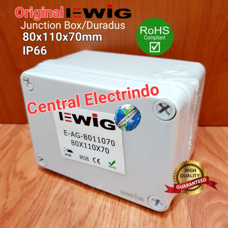 Junction Box AG 80×110×70mm Box Panel Plastik ABS EWIG Polos IP66.