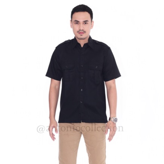 Baju PNS hitam Lengan Pendek, Baju PDH Hitam , Seragam PNS , Kemeja Hitam , Kemeja PNS