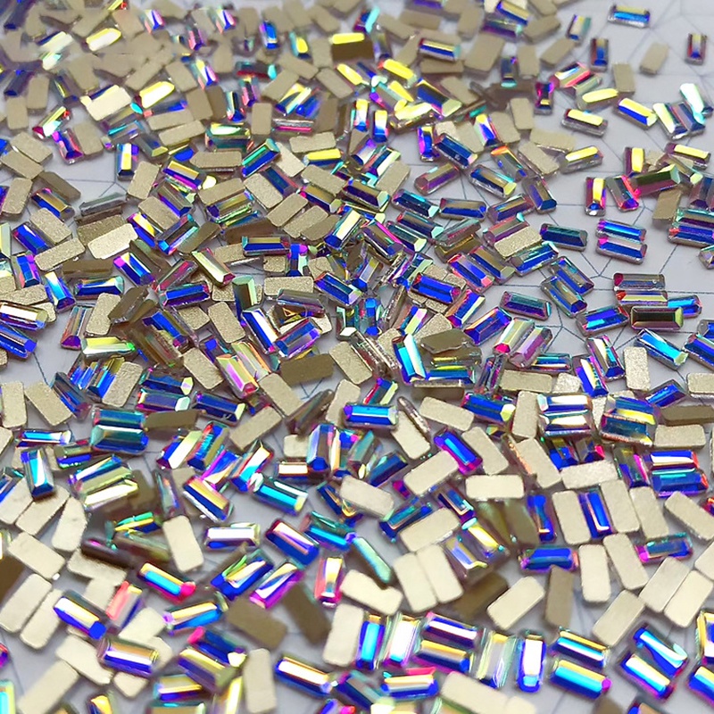 50pcs Strip Panjang 3D Bahan Kaca Untuk Dekorasi Kuku