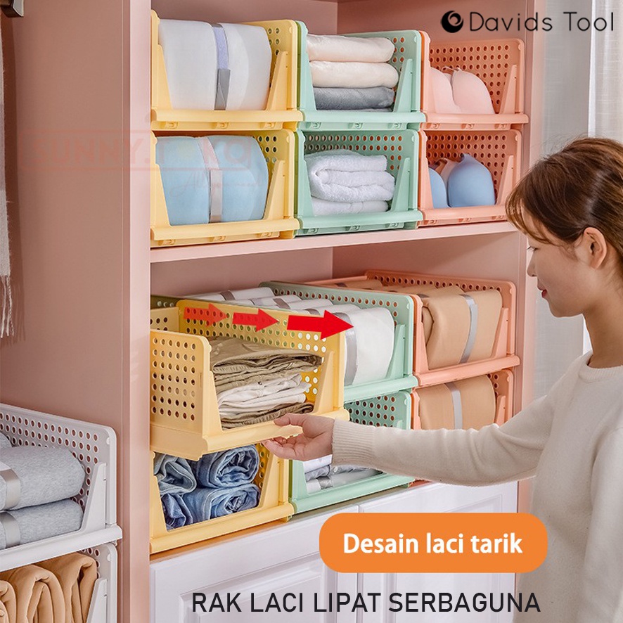 Rak Lemari Plastik Sekat Laci Portable Serbaguna 3 Warna