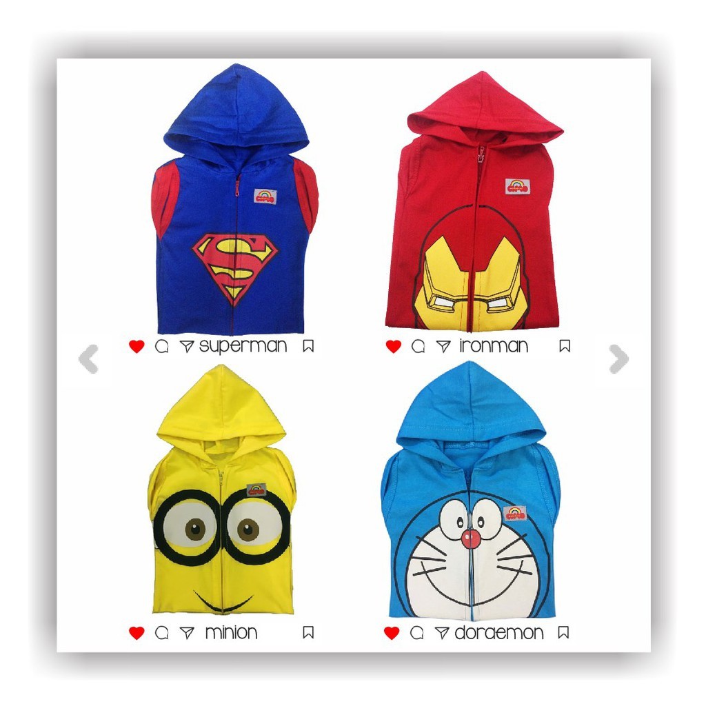 Bedong Bayi Topi Karakter ( Bedongan Instan Hoodie Anak Baby )