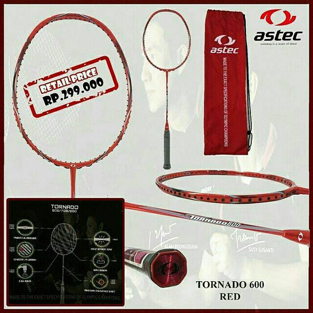 RAKET BADMINTON ASTEC TORNADO 600 100% ORIGINAL