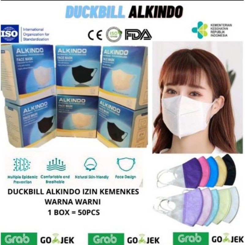 MASKER DUCKBILL DEWASA IMPORT MURAH 3PLY EARLOOP DISPOSIBLE FACE MASK // MASKER DUCKBILL WARNA WARNI