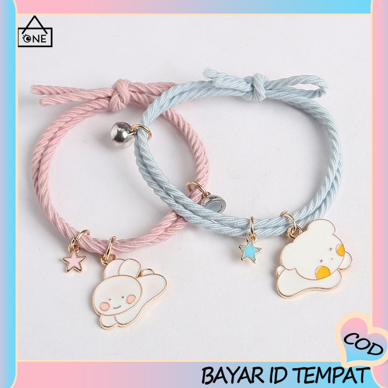 COD✨2Pcs/1Pasang Gelang Couple Magnet Wanita Tali Menenun Attract Persahabatan Tangan Wanita Bracelets Adjustable